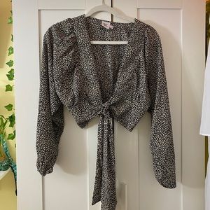 Cheetah print tie blouse